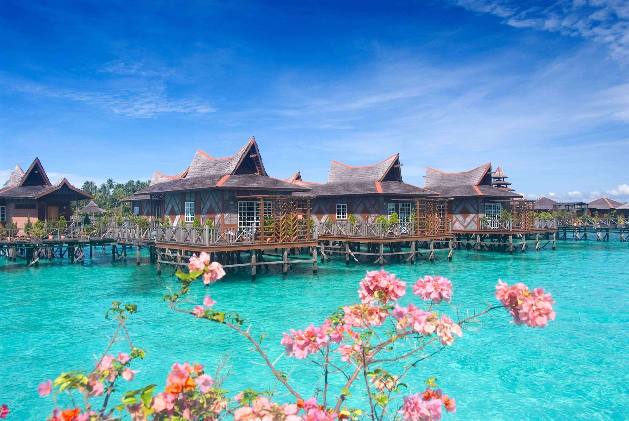 A luxury floating dive resort at Mabul Water Bungalows (SMART) at Mabul Island.