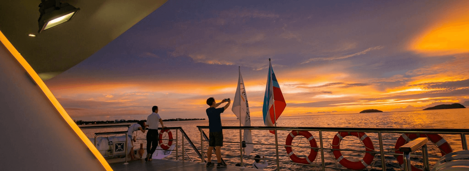 Sunset photo-taking at the luxurious North Borneo Cruise
