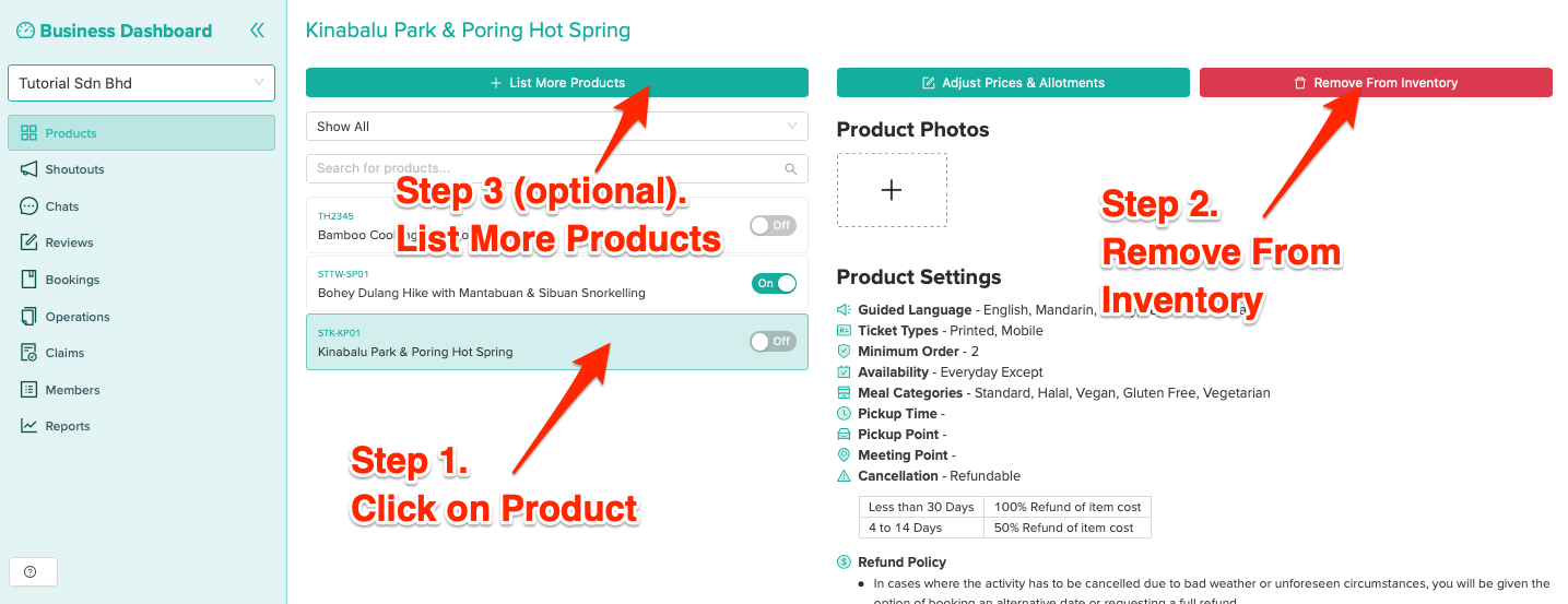Remove Product from Product Listing