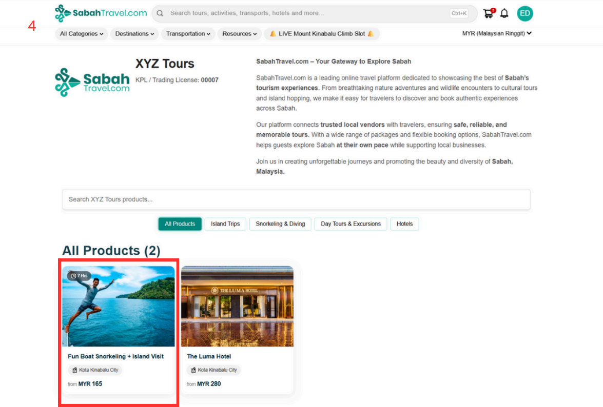 Destination highlight